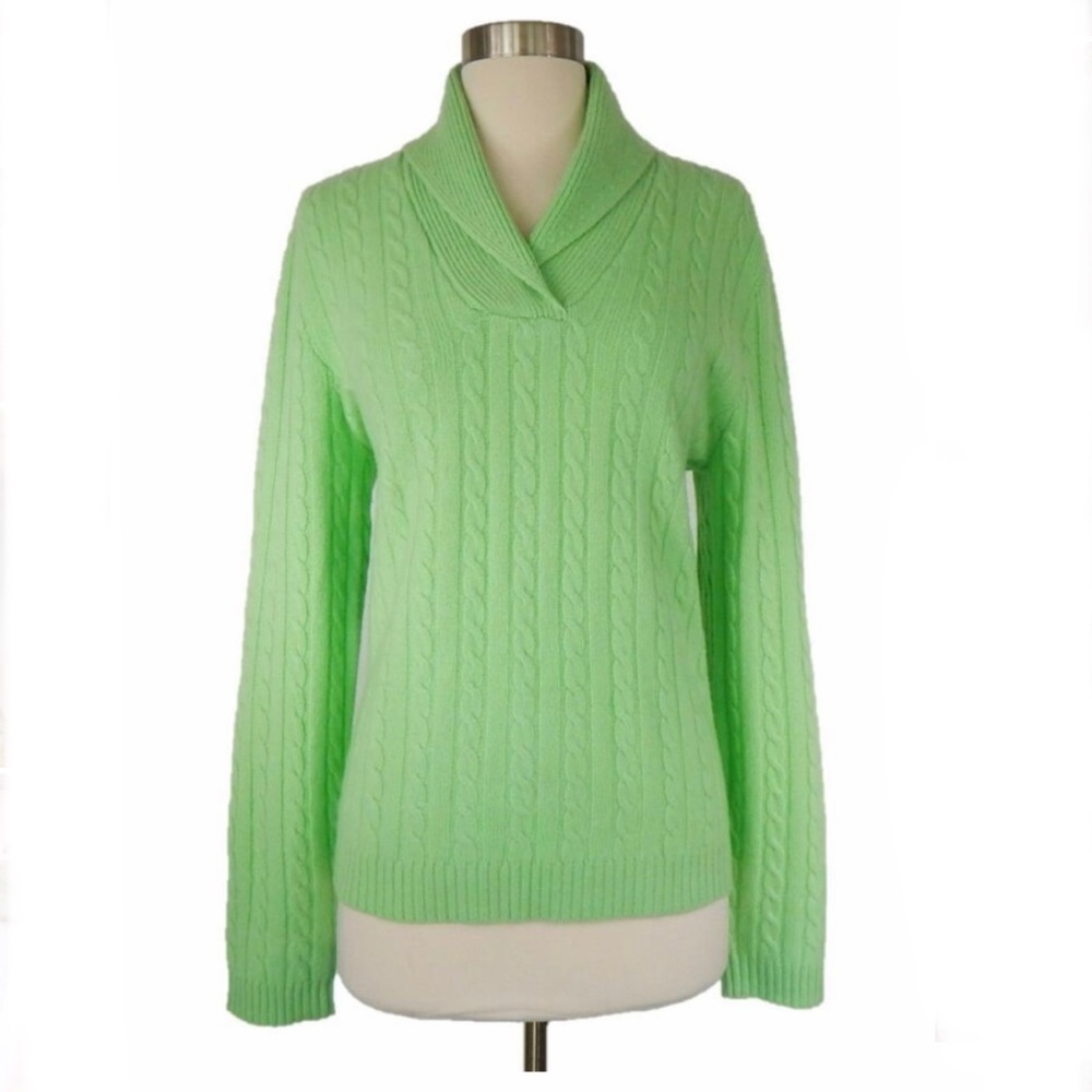 Lauren Ralph Lauren light green cashmere shawl neck sweater M